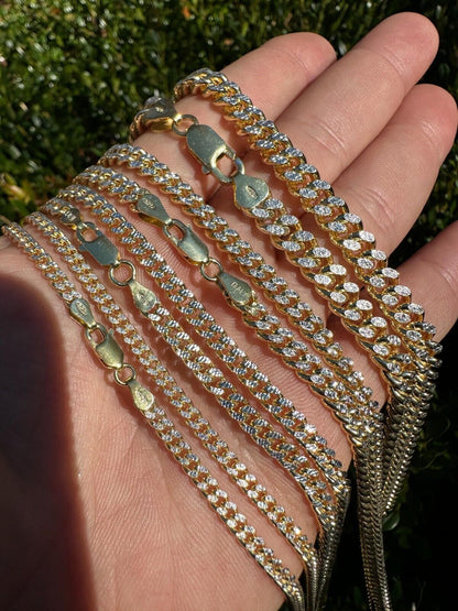 Diamond Cut Miami Cuban Link Chain Necklace Or Bracelet - 14k Gold Vermeil 925 Sterling Silver - 7"-30" - 3mm-7mm