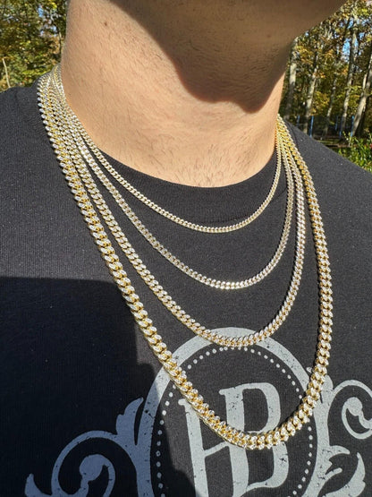 Diamond Cut Miami Cuban Link Chain Necklace Or Bracelet - 14k Gold Vermeil 925 Sterling Silver - 7"-30" - 3mm-7mm