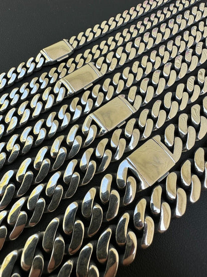 Cancun Cuban Link Chain Necklace Sleek Clasp - 925 Sterling Silver - 18"-28" - 6mm-12mm