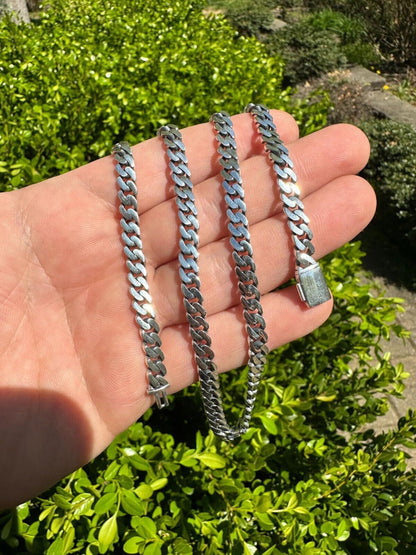 Cancun Cuban Link Chain Necklace Sleek Clasp - 925 Sterling Silver - 18"-28" - 6mm-12mm