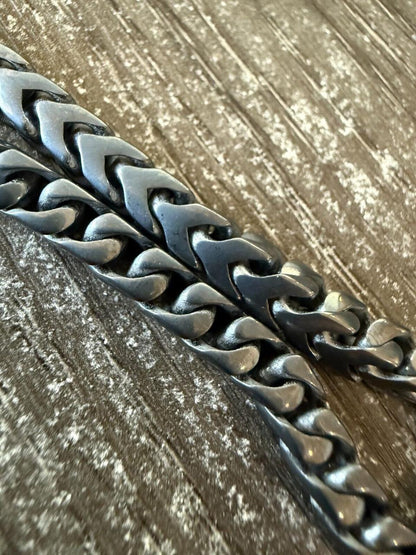 Modern Black Franco Link Chain Necklace W. Box Lock - Black Rhodium Over 925 Sterling Silver - 18"-30" - 6mm