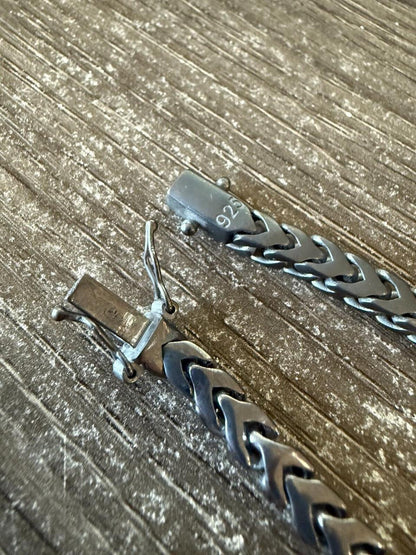 Modern Black Franco Link Chain Necklace W. Box Lock - Black Rhodium Over 925 Sterling Silver - 18"-30" - 6mm