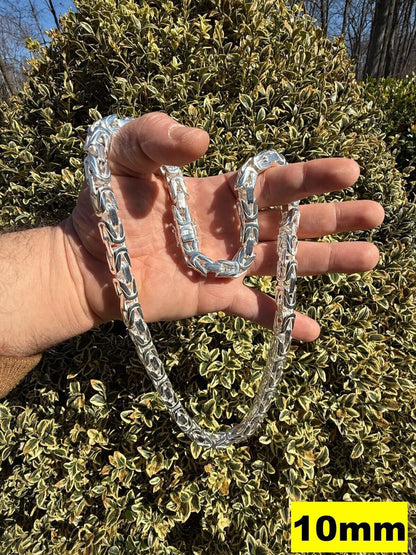 Modern Byzantine Link Chain Necklace W. Box Lock - 925 Sterling Silver - 18"-28" - 5mm-10mm