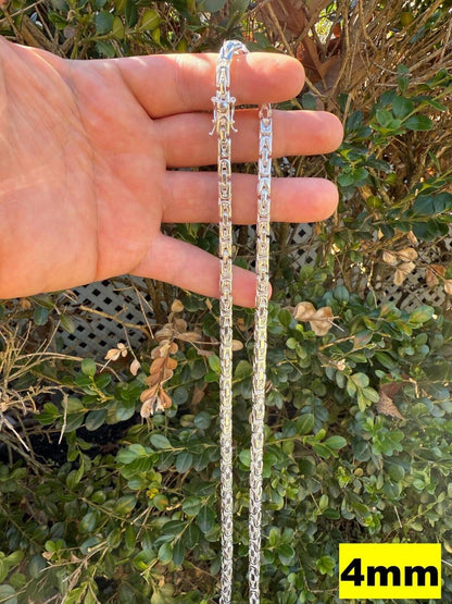 Modern Byzantine Link Chain Necklace W. Box Lock - 925 Sterling Silver - 18"-28" - 5mm-10mm