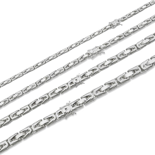 Modern Byzantine Link Chain Necklace W. Box Lock - 925 Sterling Silver - 18"-28" - 5mm-10mm