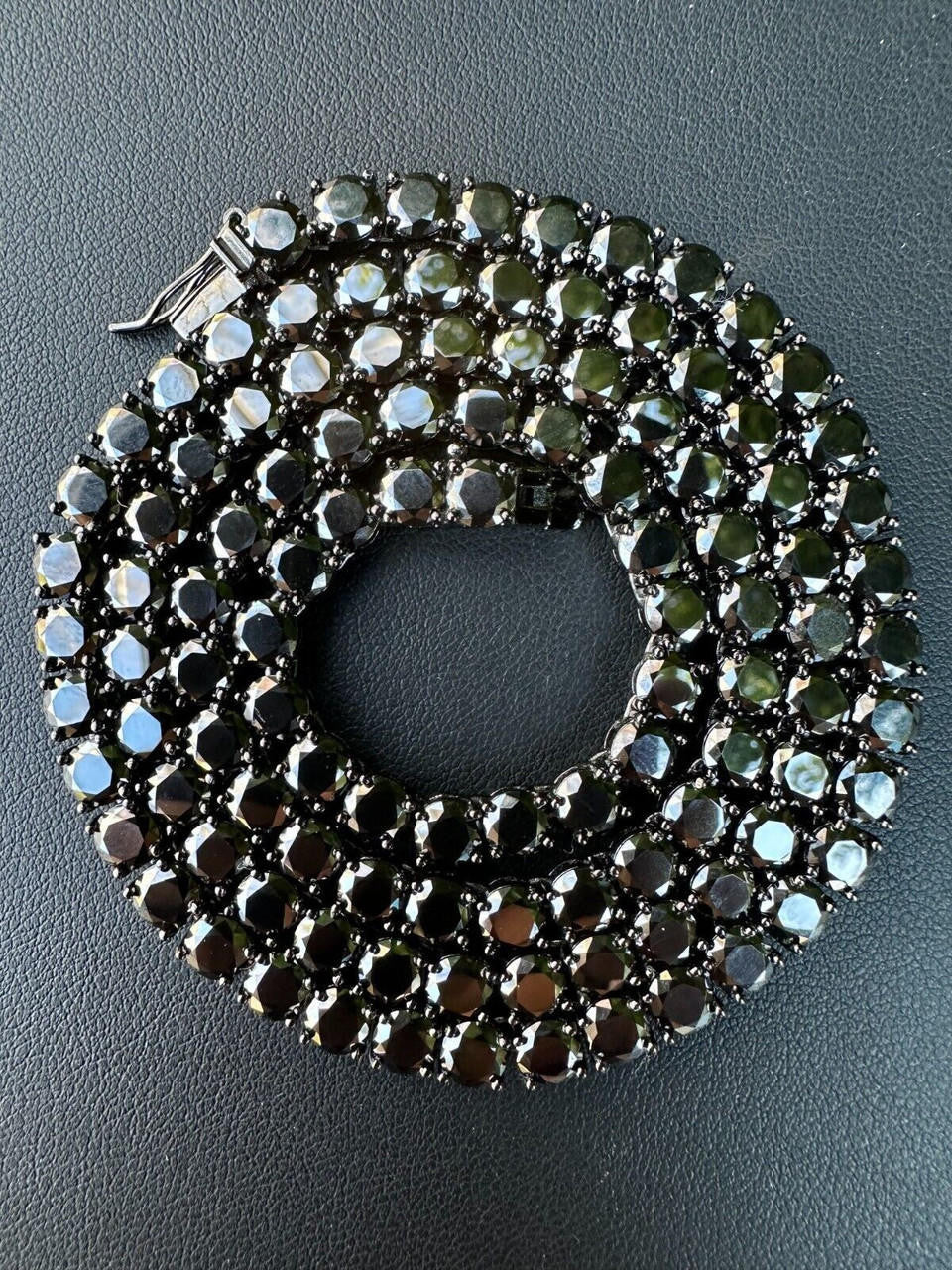 Black MOISSANITE Tennis Chain Necklace Iced Out - Black Rhodium Over 925 Silver - 5mm - 16"-28"