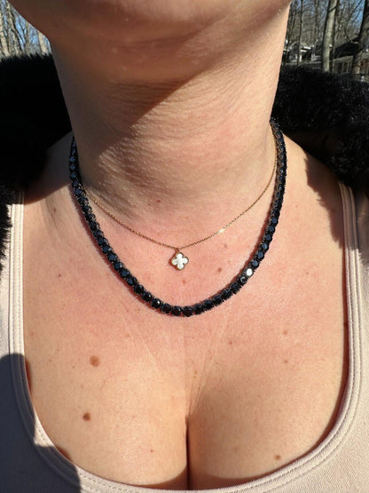 Black MOISSANITE Tennis Chain Necklace Iced Out - Black Rhodium Over 925 Silver - 5mm - 16"-28"