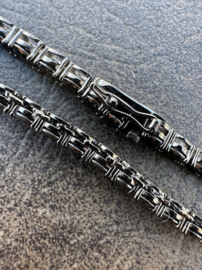 Black MOISSANITE Tennis Chain Necklace Iced Out - Black Rhodium Over 925 Silver - 5mm - 16"-28"