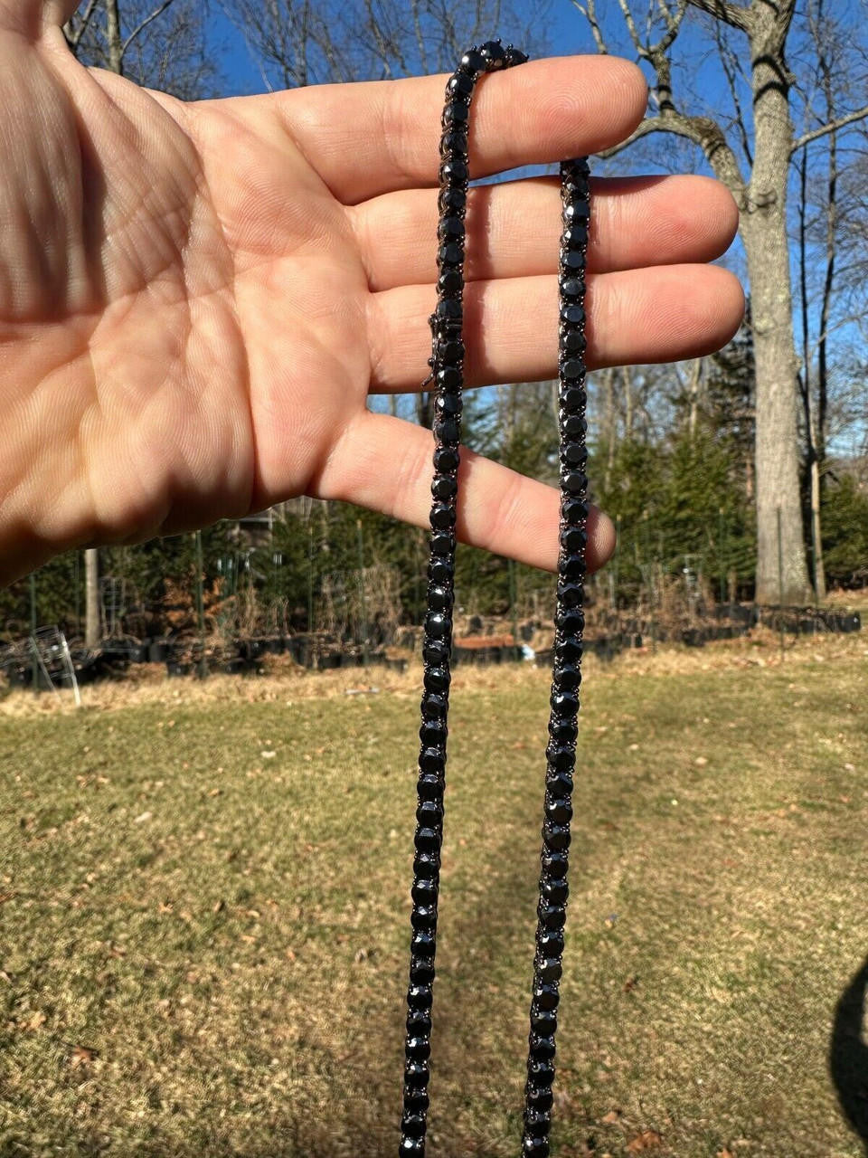 Black MOISSANITE Tennis Chain Necklace Iced Out - Black Rhodium Over 925 Silver - 5mm - 16"-28"