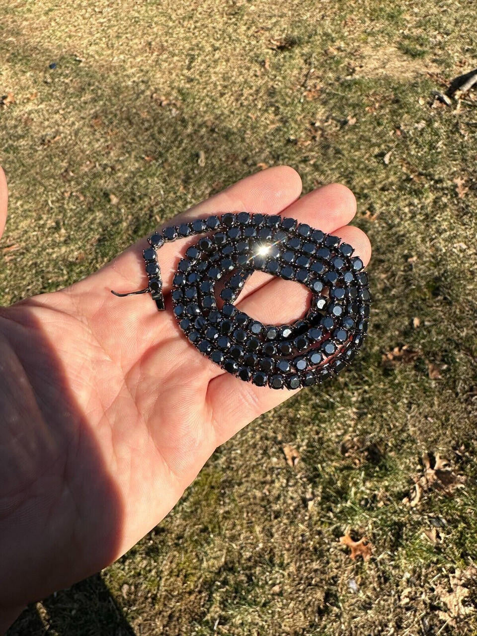 Black MOISSANITE Tennis Chain Necklace Iced Out - Black Rhodium Over 925 Silver - 5mm - 16"-28"