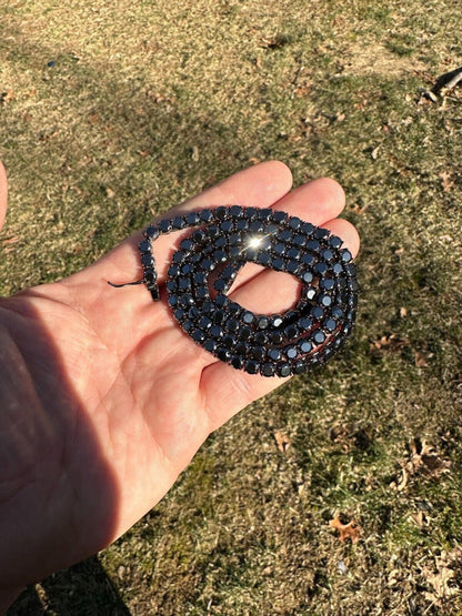 Black MOISSANITE Tennis Chain Necklace Iced Out - Black Rhodium Over 925 Silver - 5mm - 16"-28"