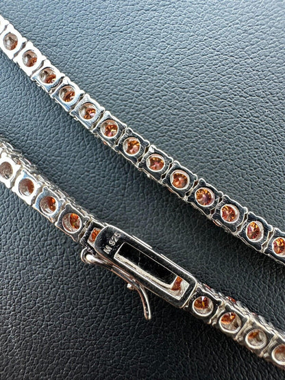 Pink MOISSANITE Tennis Chain Necklace Iced Out - 925 Silver - 3mm - 16"-28"