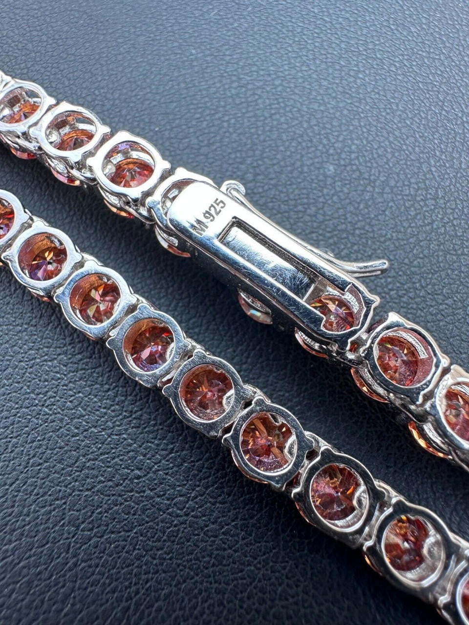 Pink MOISSANITE Tennis Chain Necklace Iced Out - 925 Silver - 5mm - 16"-28"