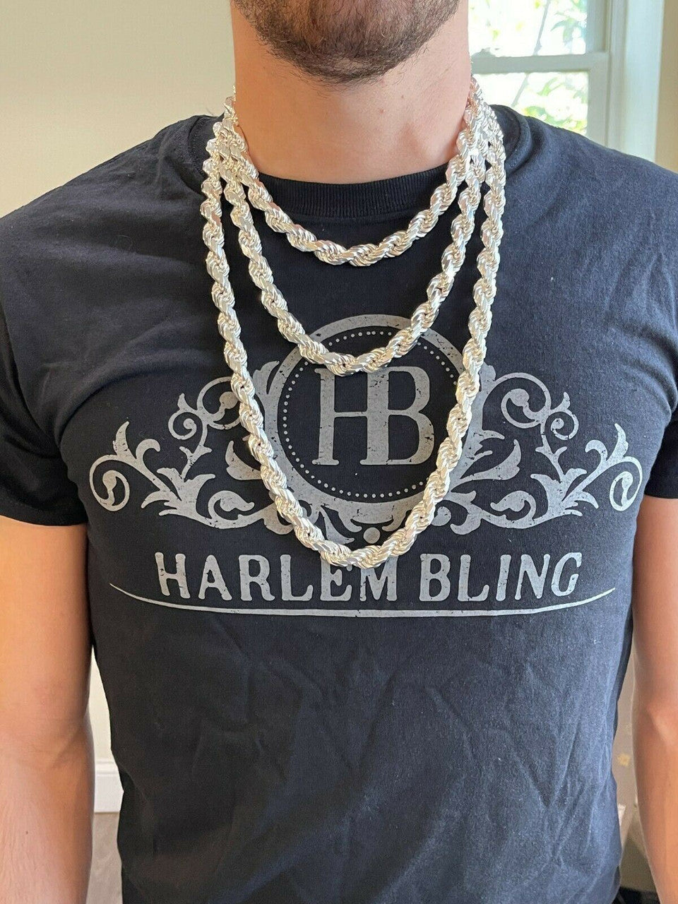 BIG BOSS Rope Chain Necklace - 925 Sterling Silver - 18"-30" - 11mm