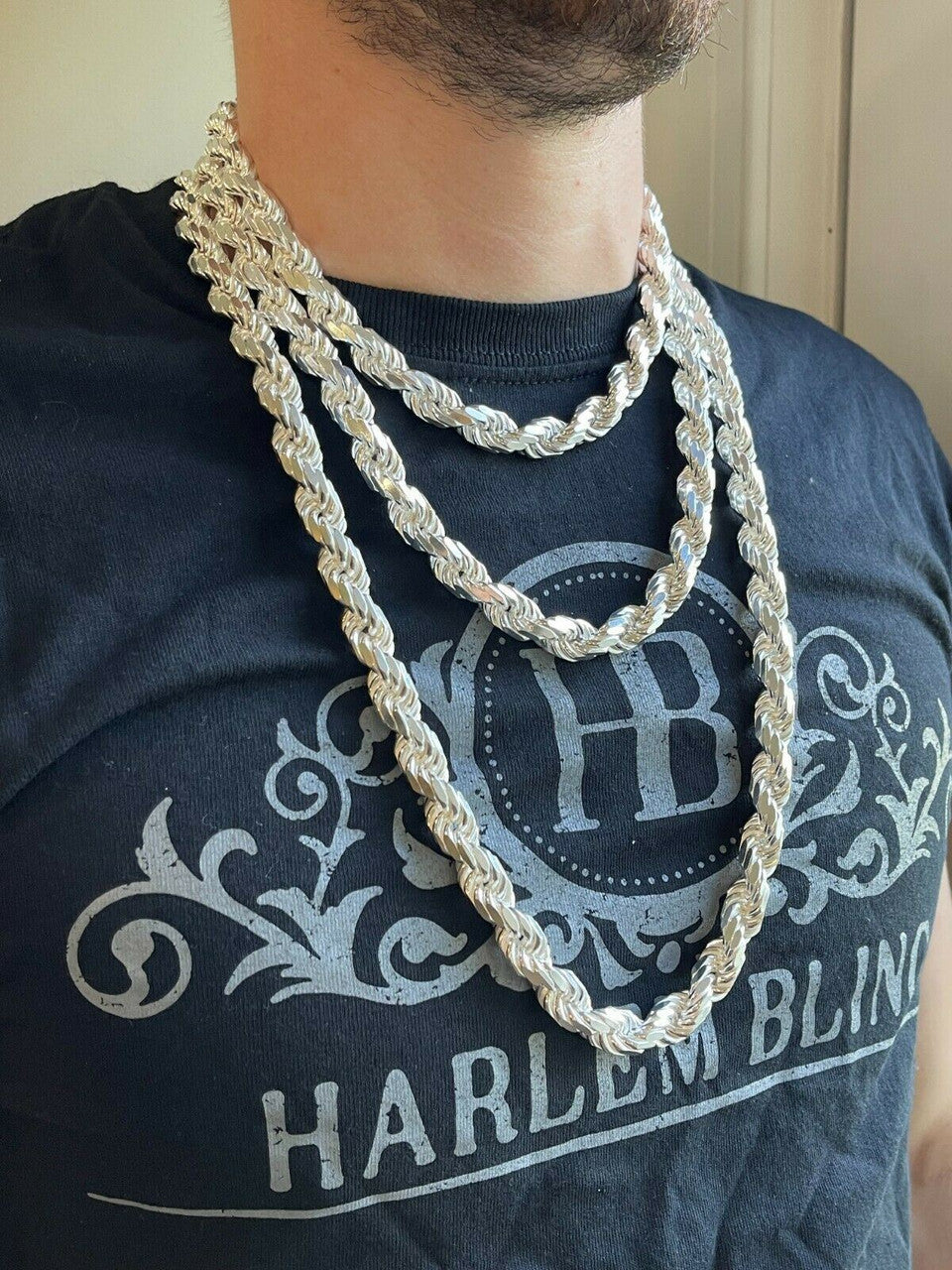 BIG BOSS Rope Chain Necklace - 925 Sterling Silver - 18"-30" - 11mm