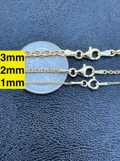 Cable Chain Necklace - 14k Gold Vermeil 925 Sterling Silver - 14"-30" - 1mm-3mm