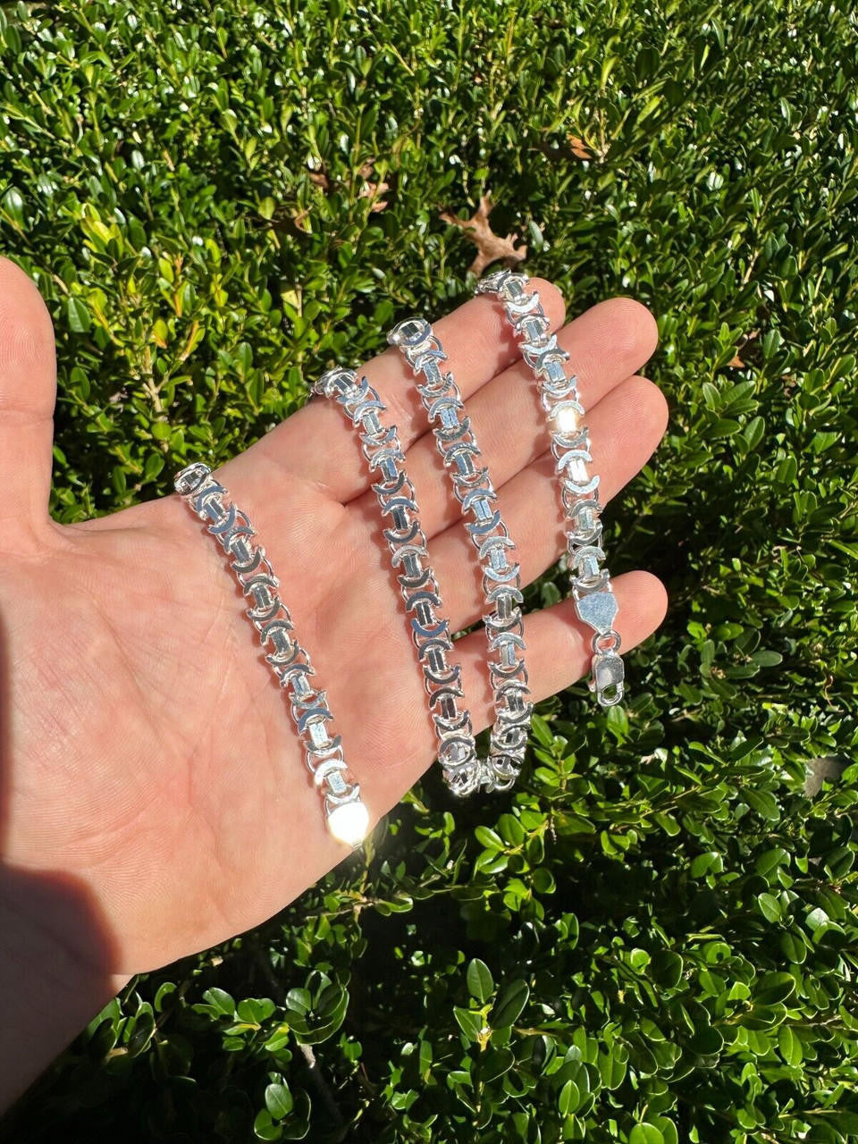 Flat Byzantine Link Chain Necklace Or Bracelet - 925 Sterling Silver - 7"-30" - 5mm-10mm