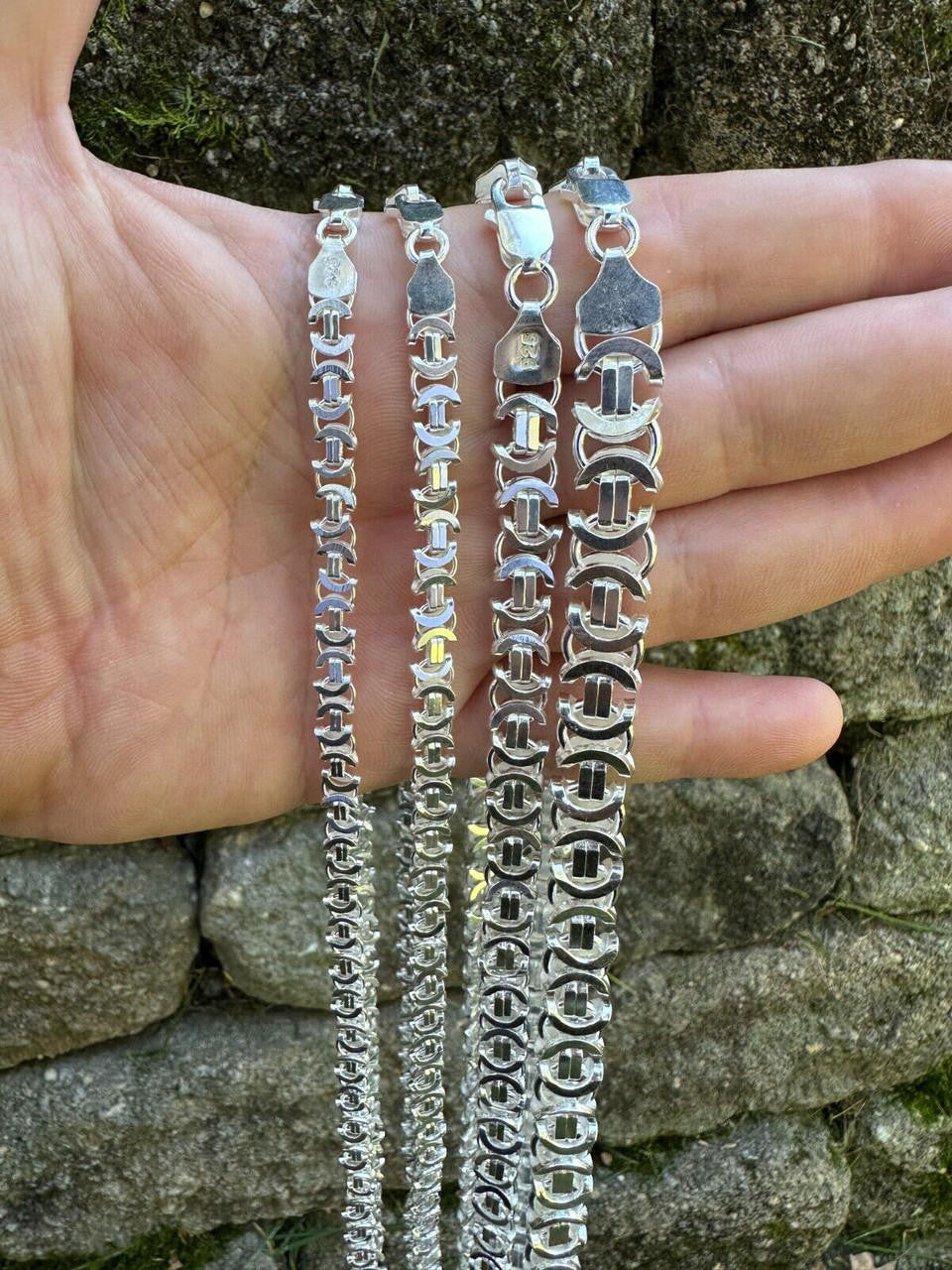 Flat Byzantine Link Chain Necklace Or Bracelet - 925 Sterling Silver - 7"-30" - 5mm-10mm