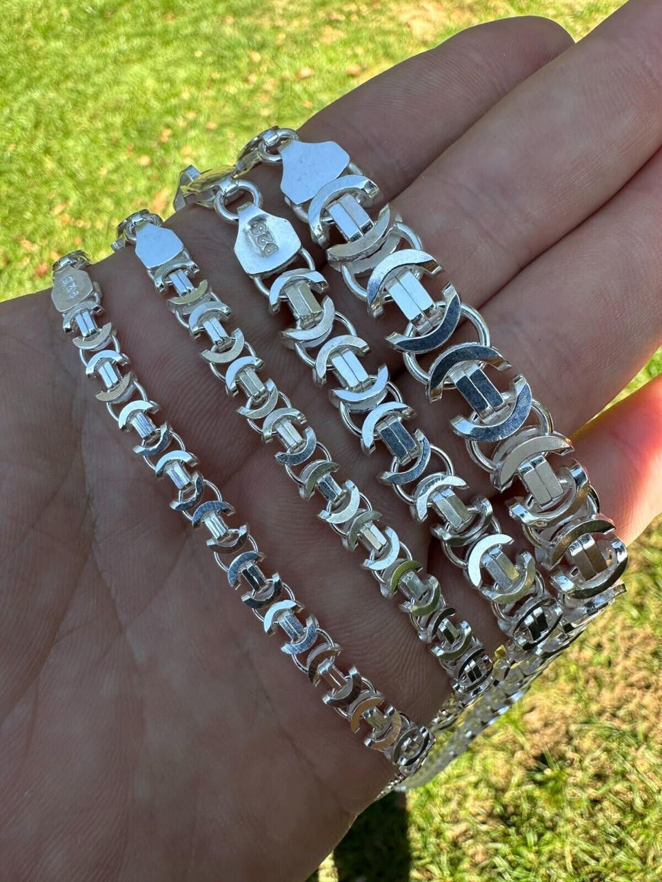 Flat Byzantine Link Chain Necklace Or Bracelet - 925 Sterling Silver - 7"-30" - 5mm-10mm