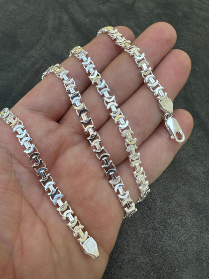 Flat Byzantine Link Chain Necklace Or Bracelet - 925 Sterling Silver - 7"-30" - 5mm-10mm