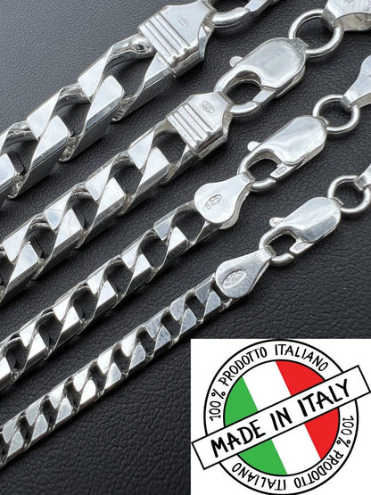 Modern Square Curb Link Chain Necklace Or Bracelet - 925 Sterling Silver - 7"-30" - 4mm-10mm