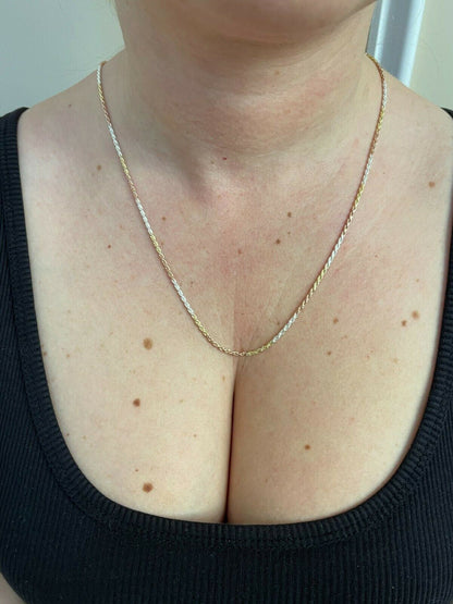 Rope Chain Necklace - TRICOLOR 14k Rose & Yellow Gold Vermeil 925 Sterling Silver - 16"-30" - 2mm-5mm