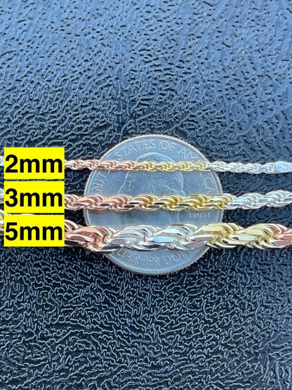 Rope Chain Necklace - TRICOLOR 14k Rose & Yellow Gold Vermeil 925 Sterling Silver - 16"-30" - 2mm-5mm