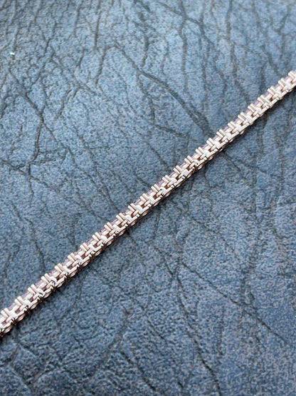 Tennis Chain Necklace Iced Out Pink CZ Stones - 14k Rose Gold Vermeil 925 Silver - 3mm - 16"-28"
