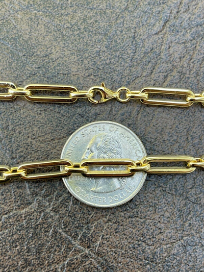 Paperclip Chain Necklace Iced Out CZ Stones - 14k Gold Vermeil 925 Silver - 5mm - 14-24"