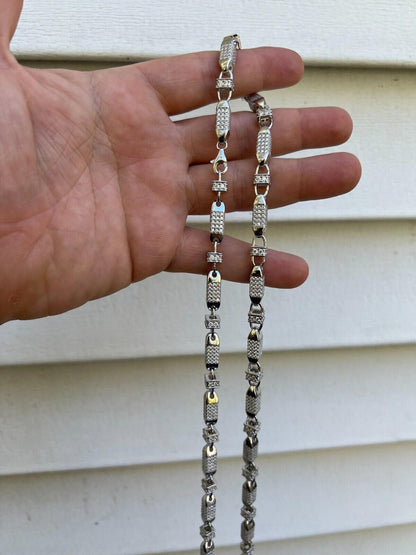 MOISSANITE Bullet Chain Necklace Iced Out - 925 Silver - 5mm - 16"-30"