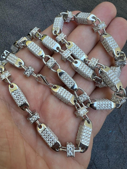 MOISSANITE Bullet Chain Necklace Iced Out - 925 Silver - 5mm - 16"-30"
