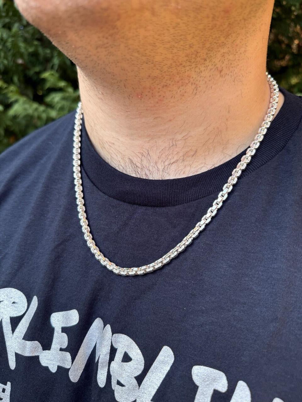 Puffed Rolo Chain Necklace - Hollow 925 Sterling Silver - 16"-28" - 5mm