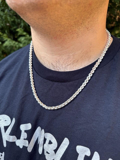 Puffed Rolo Chain Necklace - Hollow 925 Sterling Silver - 16"-28" - 5mm