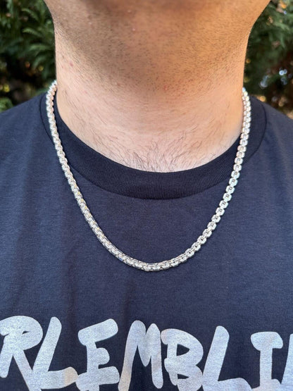 Puffed Rolo Chain Necklace - Hollow 925 Sterling Silver - 16"-28" - 5mm