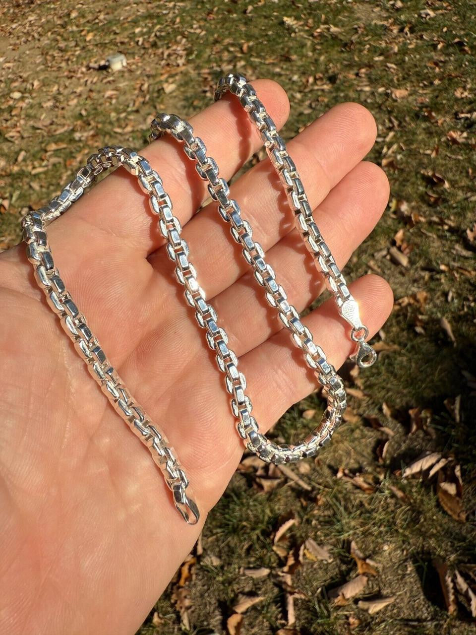 Puffed Rolo Chain Necklace - Hollow 925 Sterling Silver - 16"-28" - 5mm