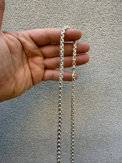 Puffed Rolo Chain Necklace - Hollow 925 Sterling Silver - 16"-28" - 5mm