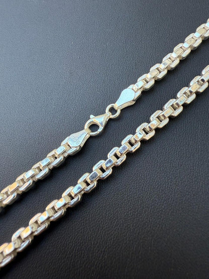 Puffed Rolo Chain Necklace - Hollow 925 Sterling Silver - 16"-28" - 5mm