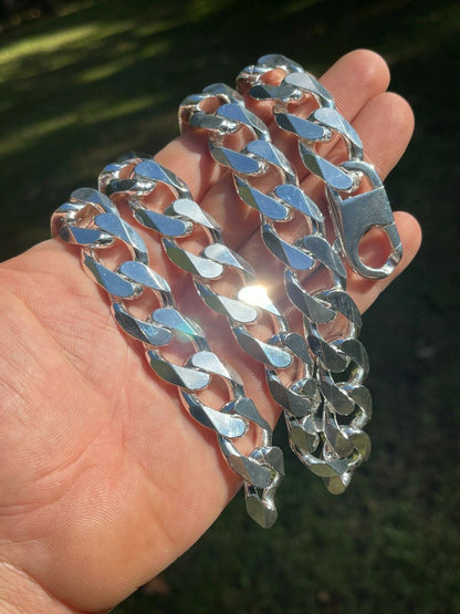 HUGE 18mm Curb Link Chain Necklace Or Bracelet - 925 Sterling Silver - 8-9" - 18mm