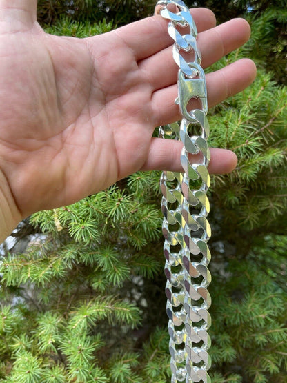 HUGE 18mm Curb Link Chain Necklace Or Bracelet - 925 Sterling Silver - 8-9" - 18mm