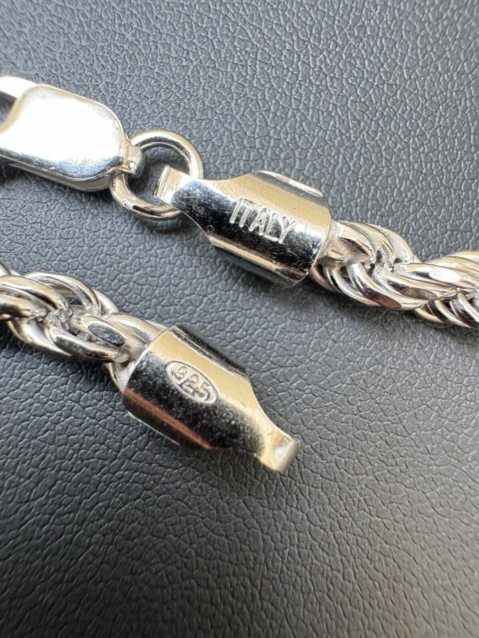 Rope Chain Necklace - Rhodium Finish 925 Sterling Silver - 16"-30" - 1.5mm-6mm