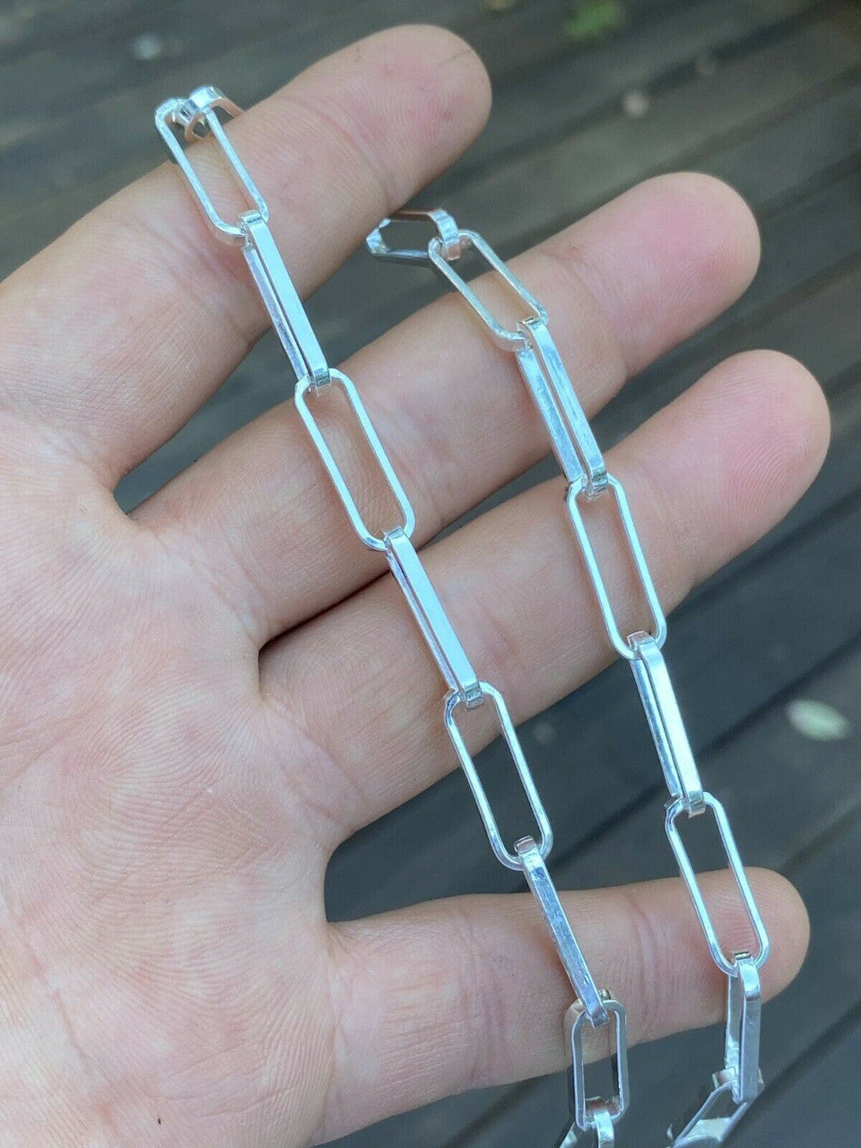 LARGE Paperclip Link Chain Necklace Or Bracelet - 925 Sterling Silver - 6"-24" - 7mm