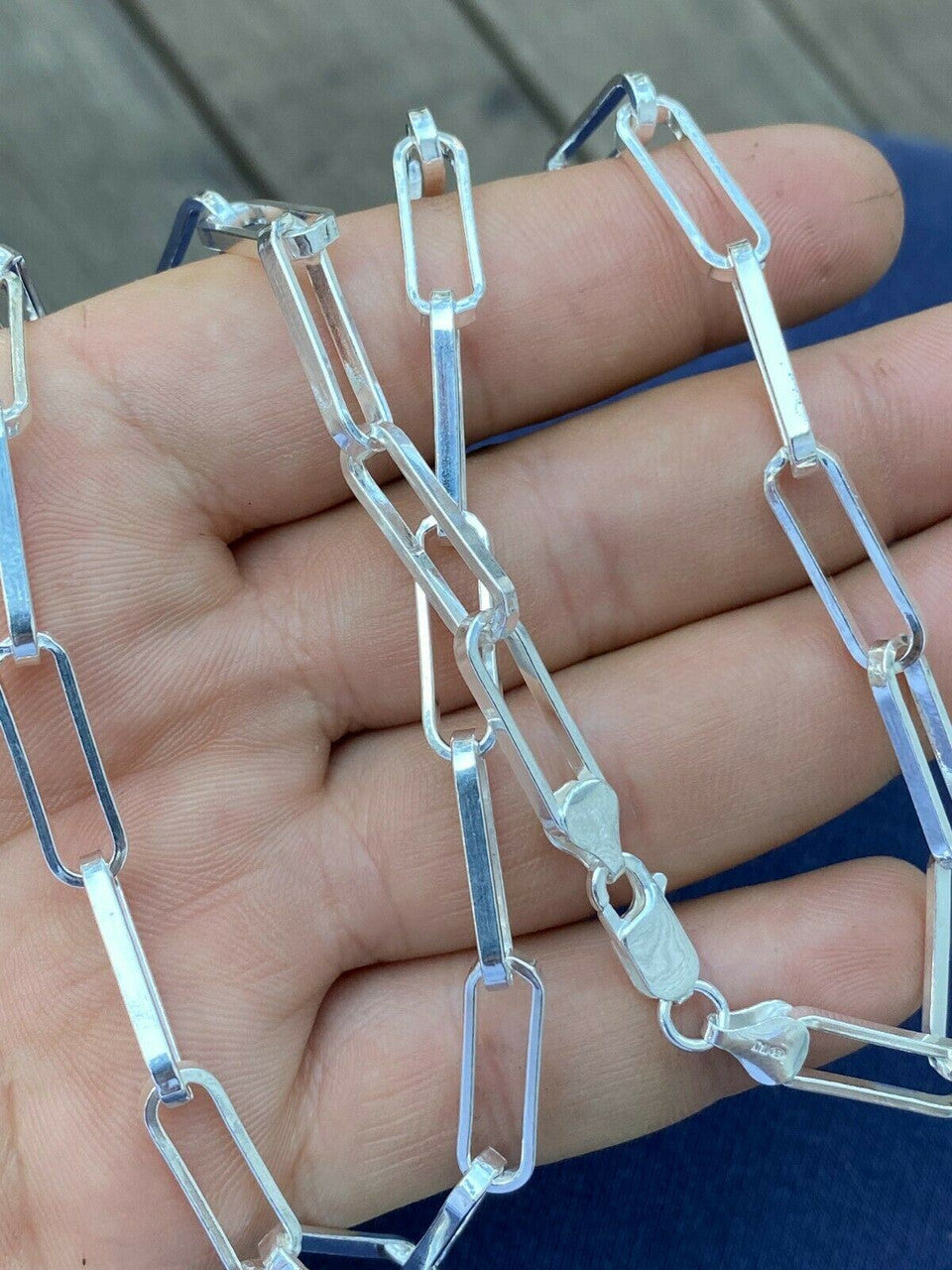 LARGE Paperclip Link Chain Necklace Or Bracelet - 925 Sterling Silver - 6"-24" - 7mm