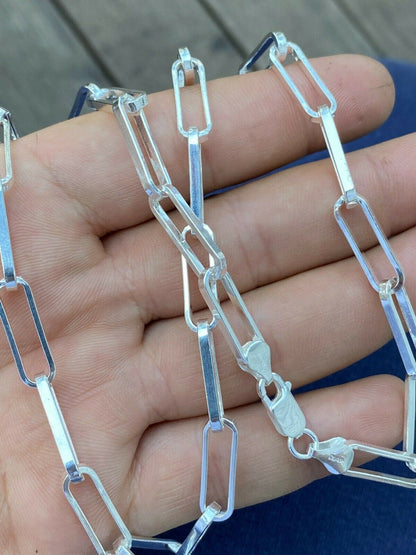 LARGE Paperclip Link Chain Necklace Or Bracelet - 925 Sterling Silver - 6"-24" - 7mm