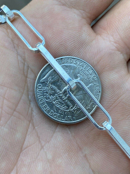 LARGE Paperclip Link Chain Necklace Or Bracelet - 925 Sterling Silver - 6"-24" - 7mm