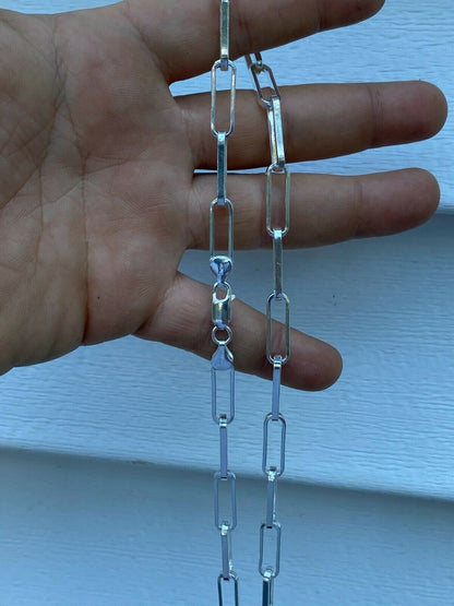 LARGE Paperclip Link Chain Necklace Or Bracelet - 925 Sterling Silver - 6"-24" - 7mm