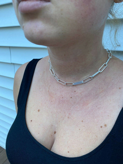 LARGE Paperclip Link Chain Necklace Or Bracelet - 925 Sterling Silver - 6"-24" - 7mm