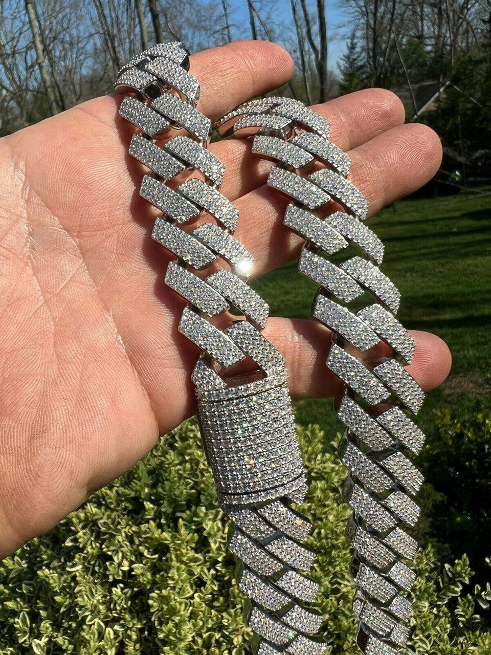 MOISSANITE Thick KILO Miami Cuban Link Prong Chain Necklace Iced Out - 925 Silver - 22mm - 16-30"