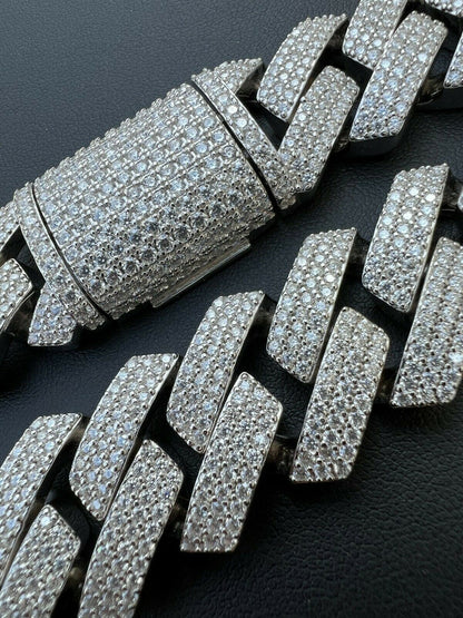 MOISSANITE Thick KILO Miami Cuban Link Prong Chain Necklace Iced Out - 925 Silver - 22mm - 16-30"