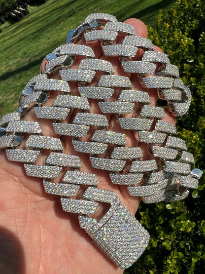 MOISSANITE Thick KILO Miami Cuban Link Prong Chain Necklace Iced Out - 925 Silver - 22mm - 16-30"