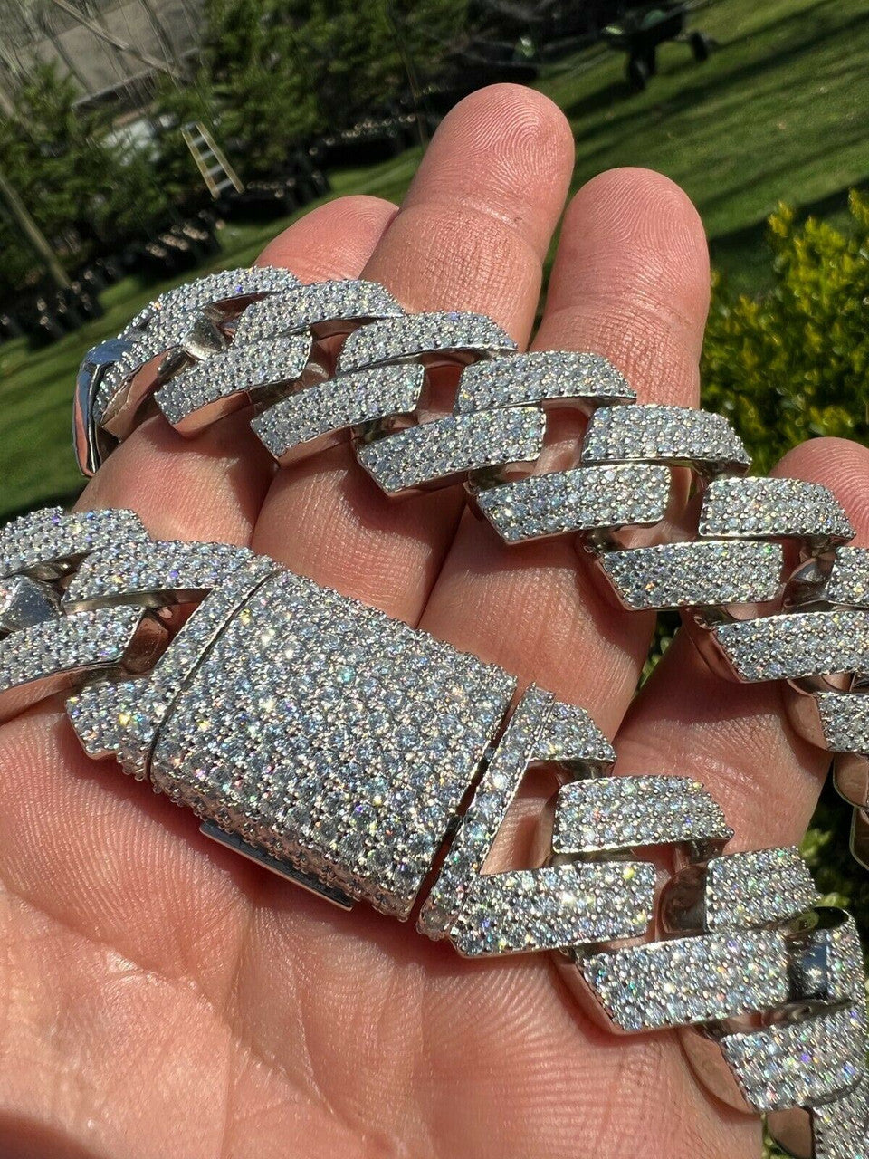 MOISSANITE Thick KILO Miami Cuban Link Prong Chain Necklace Iced Out - 925 Silver - 22mm - 16-30"